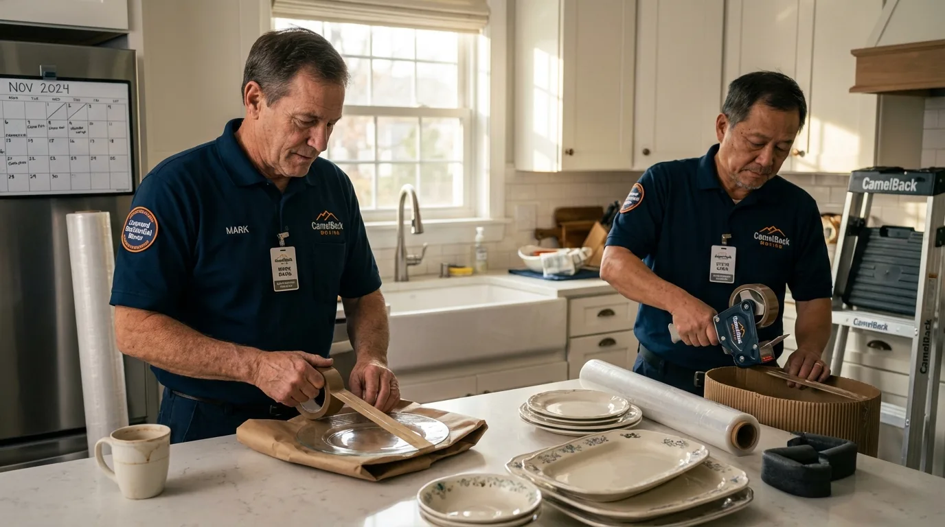 Professional crew packing kitchen dishware in Brookings, SD